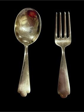 Vintage Webster(?)  Sterling Silver Baby Spoon & Fork Set Monogram W.D. 1.1ozt